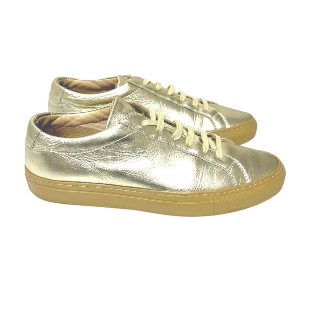 Common Projects Women’s Original Achilles Sneaker Gold Leather Lace Up 36 US 6